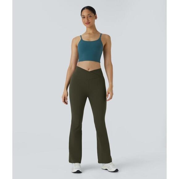 Halara Crossover High-Waisted Flare Yoga Pants Forest Night Small NEW/NWT!! - Picture 6 of 11